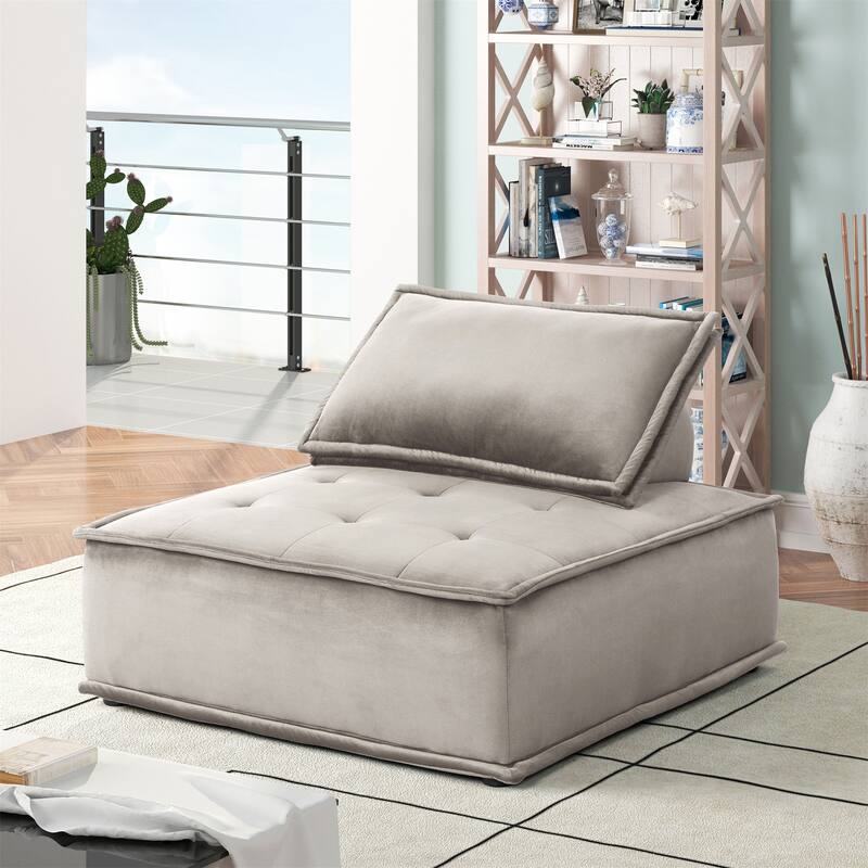 Velvet Armless Lounge Chair - Grey