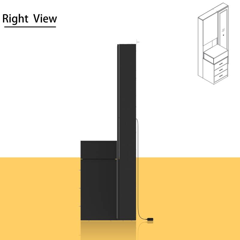 Sleek Storage Dresser with Ambient Mirror Lighting Makup Vanity Table