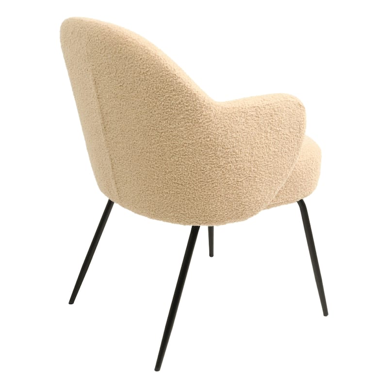 Furnish Theory Nordic Comfort Dining Armchair Arm Chair w/ Various Boucle Fabric Upholstery Covers & Steel Leg Finishes