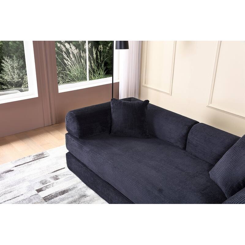 77.90" Corduroy Foldable Double Bed Sofa Bed
