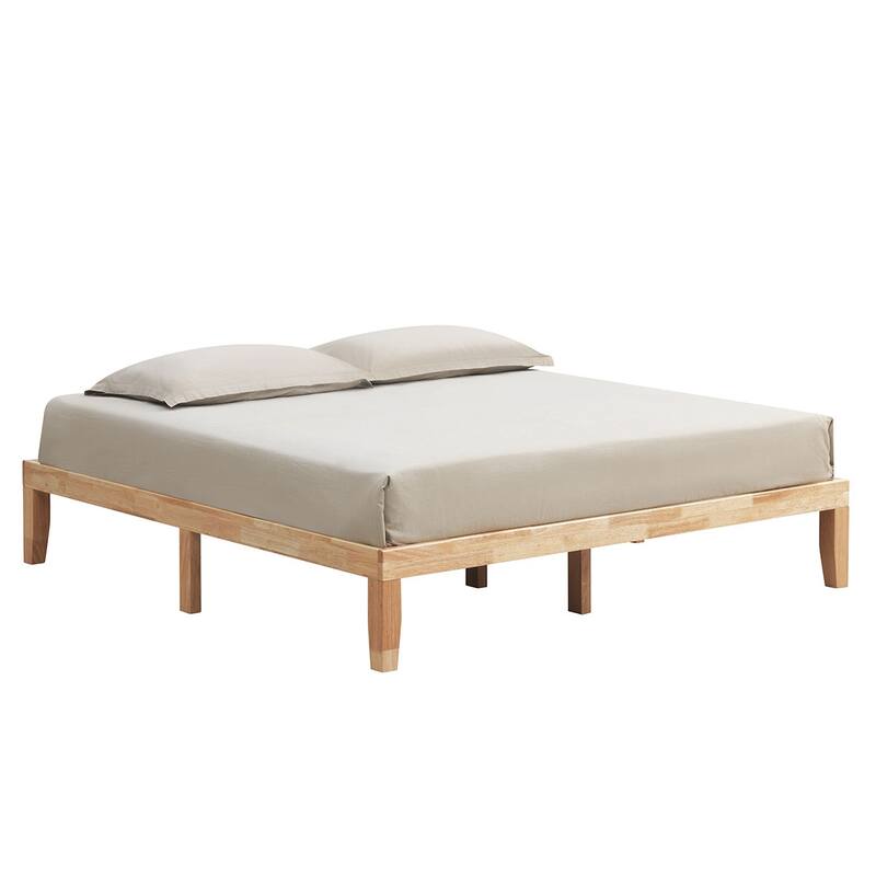 Costway King Size 14'' Wooden Bed Frame Mattress Platform Wood Slats