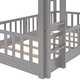 preview thumbnail 13 of 42, Twin Over Twin Bunk Bed with Removable Floor Bed and Bottom Guardrails, Fun Kids Loft Bed Frame with Ladder and Slide