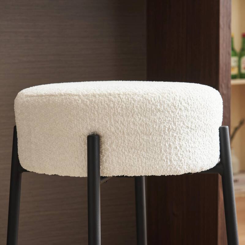 Set of 2 Contemporary Round Bar Stools - 24" Height, Ideal for Kitchens, Coffee Shops, and Bars