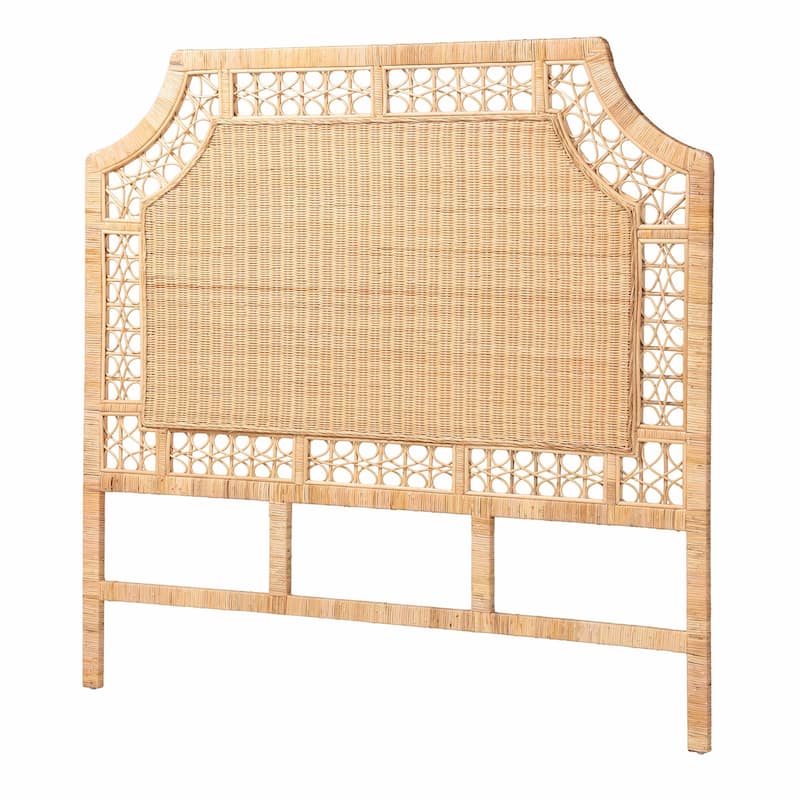 Hekima Natural Rattan Standalone Headboard - Coastal Boho Style Handwoven Wicker Bed Backdrop, Queen - Natural