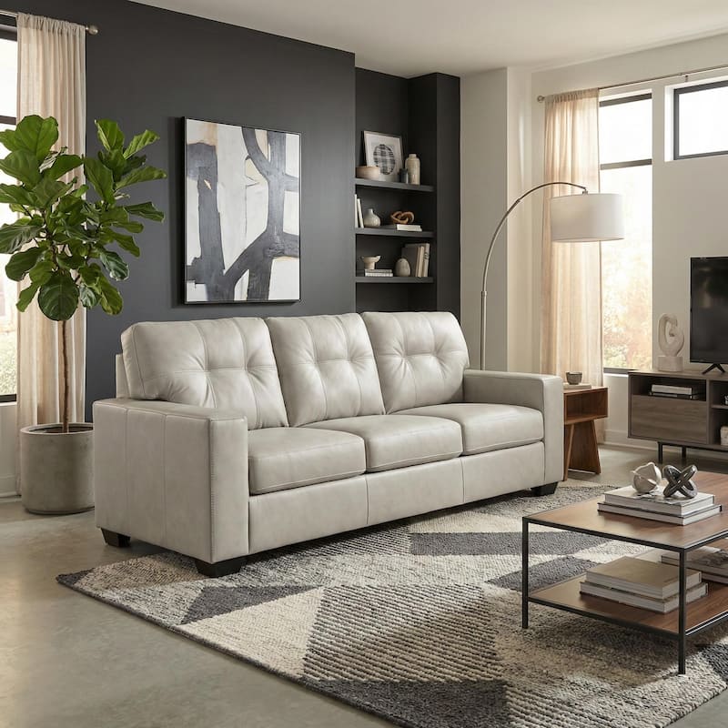 Roundhill Furniture Holmes Leather Upholstered Sofa