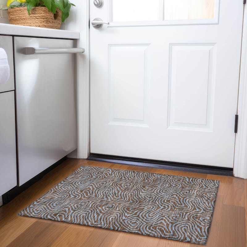 Premium Washable Super Soft Modern Maze Mayfield Rug - Brown - 1'8" x 2'6"