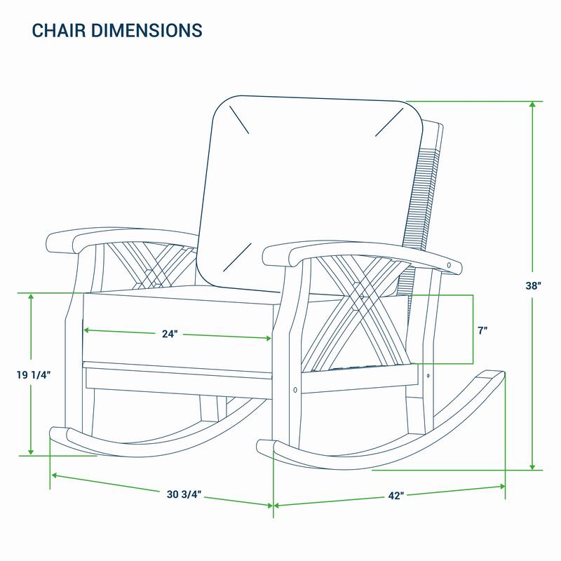 Cambridge Casual Carmel 3-piece Teak Outdoor Rocking Chair Set with Cushion