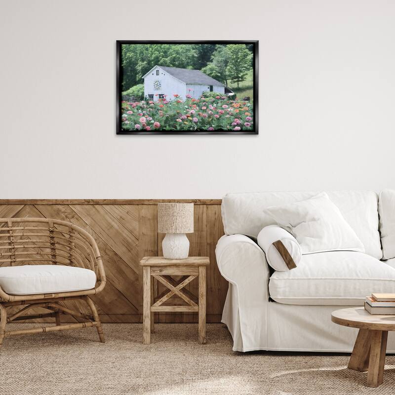 Stupell Countryside House in Garden Framed Floater Canvas Wall Art Design By Lori Deiter