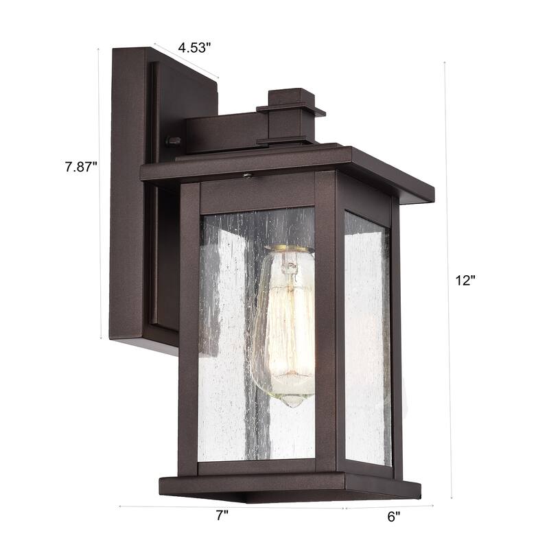 1Light Exterior Light Fixtures Wall Mount in Oil Rubbed Bronze Finish