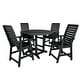 preview thumbnail 41 of 49, Weatherly 5-piece Outdoor Dining Set - 48" Round Table, Counter-height Black