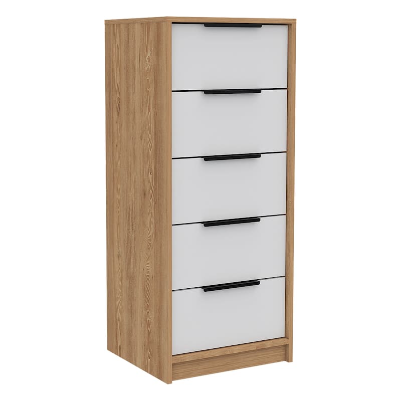 TUHOME Kaia 5 Drawer Dresser, Vertical Dresser - Beige