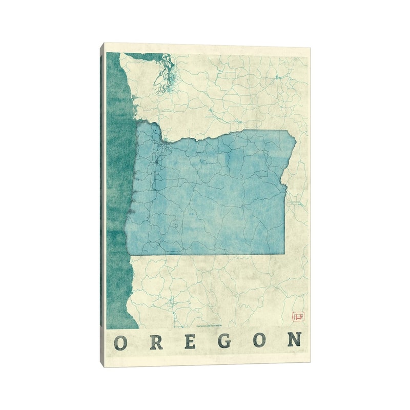 iCanvas "Oregon Map" by Hubert Roguski Canvas Print
