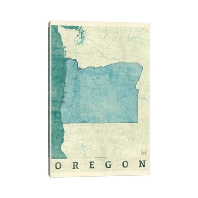 iCanvas "Oregon Map" by Hubert Roguski Canvas Print