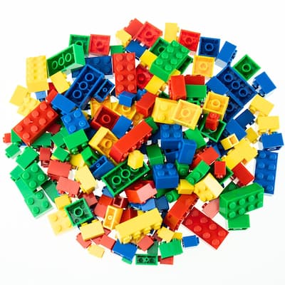 Strictly Briks Building Block Set, Blue, Green, Red, Yellow, 216 Pieces, Compatible with All Major Brick Brands
