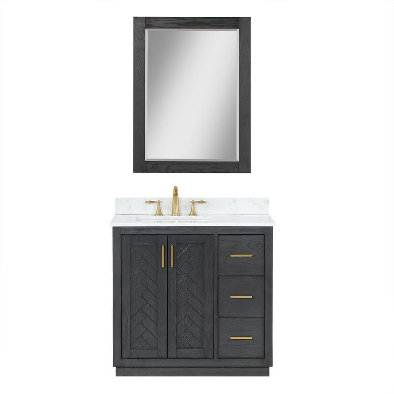 Altair Gazsi Bathroom Vanity with Composite Stone Countertop with Mirror