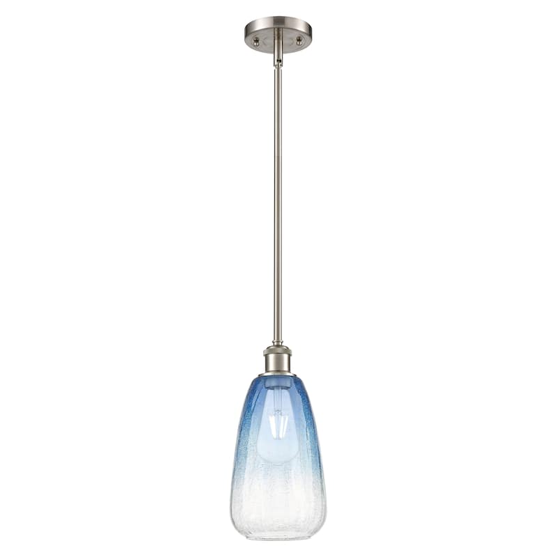 Innovations Lighting Endless Possibilities Ballston - Brookhaven Almond - 1 Light 6" Stem Hung Mini Pendant - Sapphire Blue/Brushed Satin Nickel