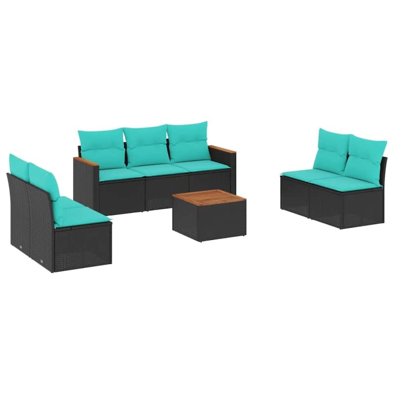 vidaXL 8 Piece Patio Sofa Set with Cushions Black Poly Rattan