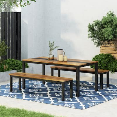 Lindsey Outdoor Modern Industrial Acacia Wood Picnic Set by Christopher Knight Home