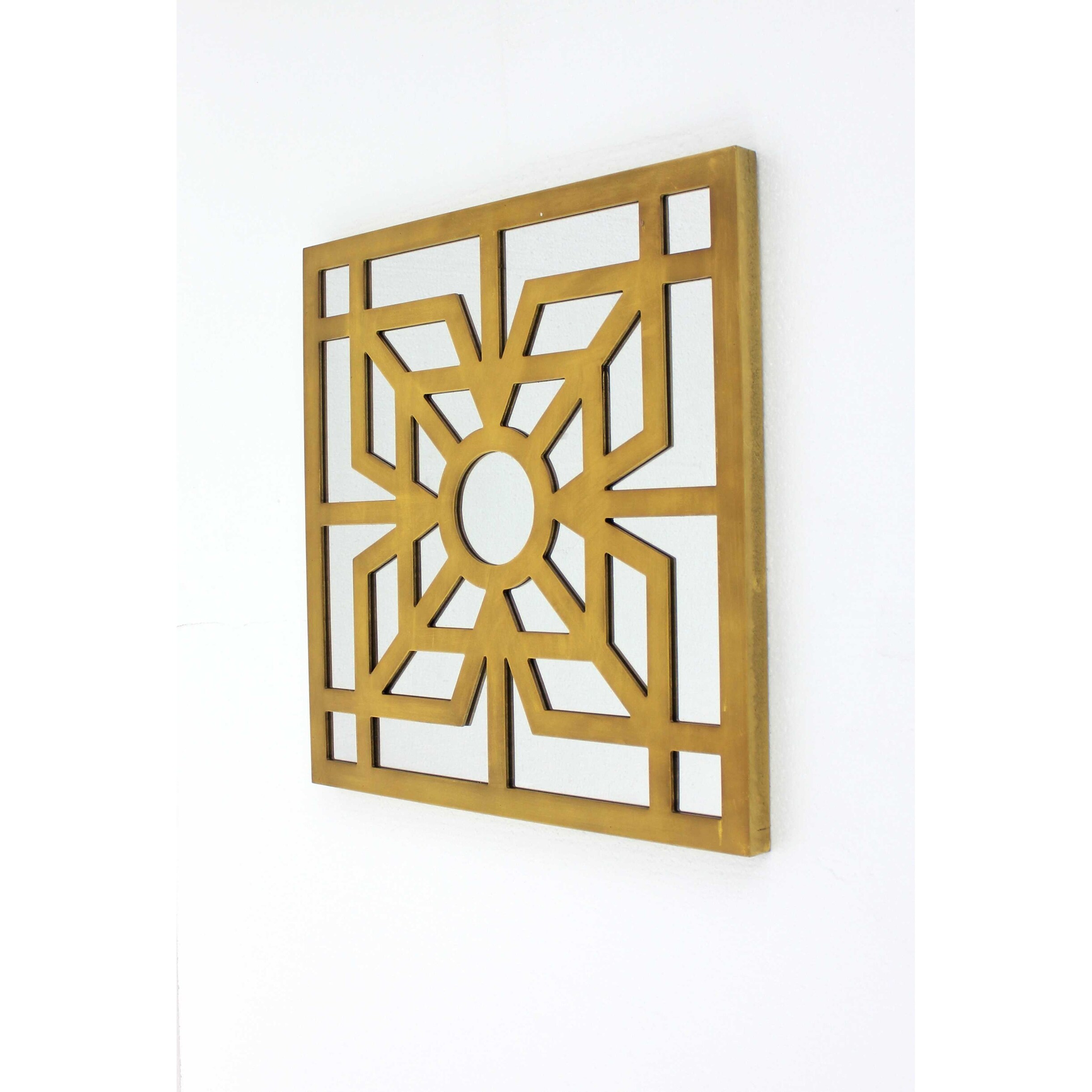 Shop Modern Mirrored Bright Gold Wooden Wall Decor On Sale