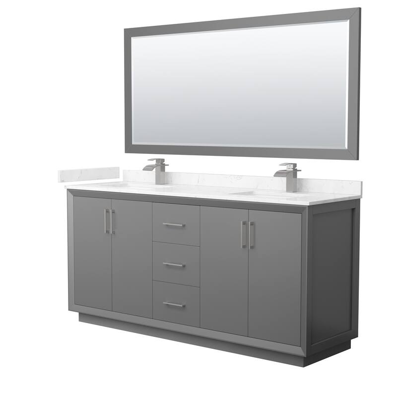 Wyndham Collection WCF414172D-VCA-UNSM70 Strada 72" Free Standing - Dark Gray / Carrara Cultured Marble Top / Brushed - Steel Finish