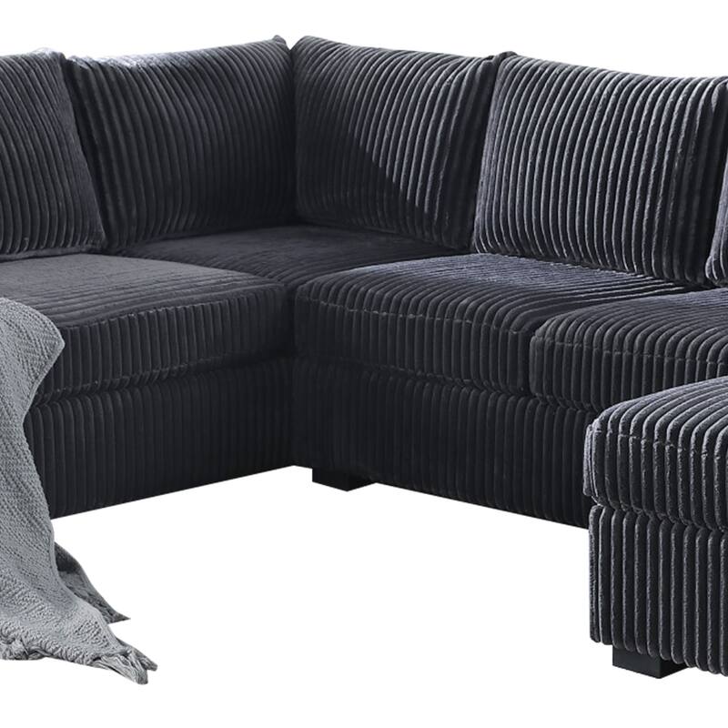 Adeco Modern L-Shape Sectional Sofa Set with Ottoman - 115.5"X81.25"X33.5"