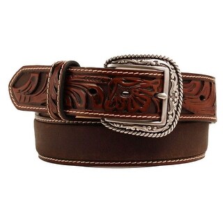 Ariat Men's Western Floral Leaf Embossed Leather Belt - Brown, Style A1029608