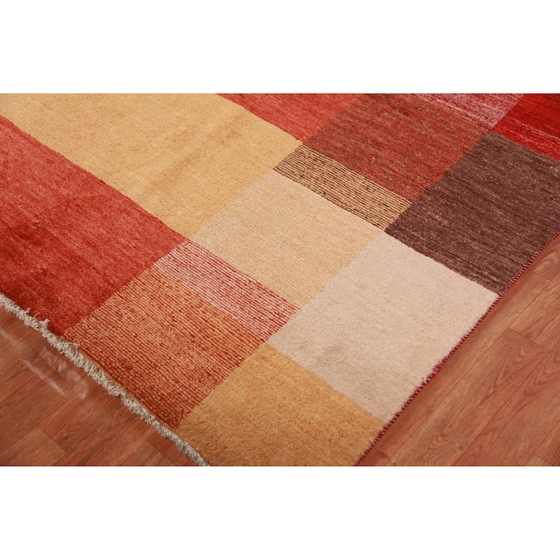 Modern Gabbeh Kashkoli Vegetable Dye Square Rug Handmade Wool Carpet - 10'10"x 11'2"