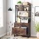 preview thumbnail 1 of 15, Brown/ Black Wood Industrail File Cabinet with Lock, Mdern Bookshelf with 2 Drawers, Etagere Bookcase