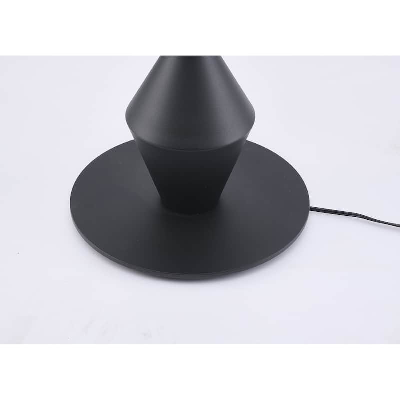 1-Light Black Iron Floor Lamp With A White Acrylic Shade