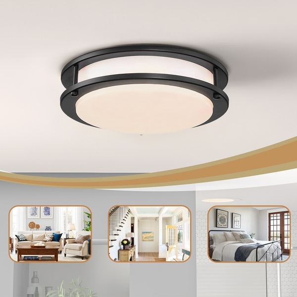 11 inch LED Flush Mount Ceiling Light Selectable 2700K 3000K 3500K 4000K 5000K Black