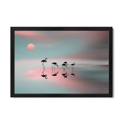A Family Of Flamingos Premium Framed Poster by Natalia Baras