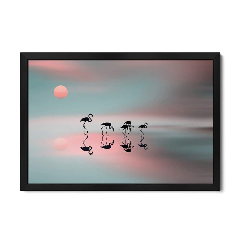A Family Of Flamingos Premium Framed Poster by Natalia Baras