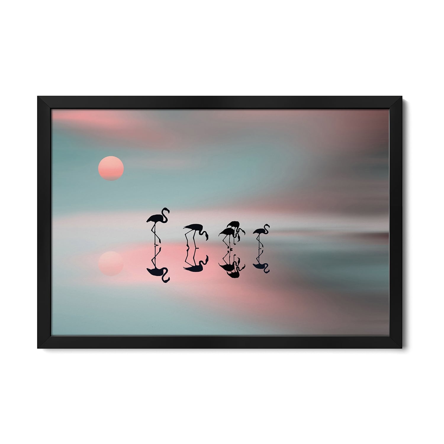 A Family Of Flamingos Premium Framed Poster by Natalia Baras