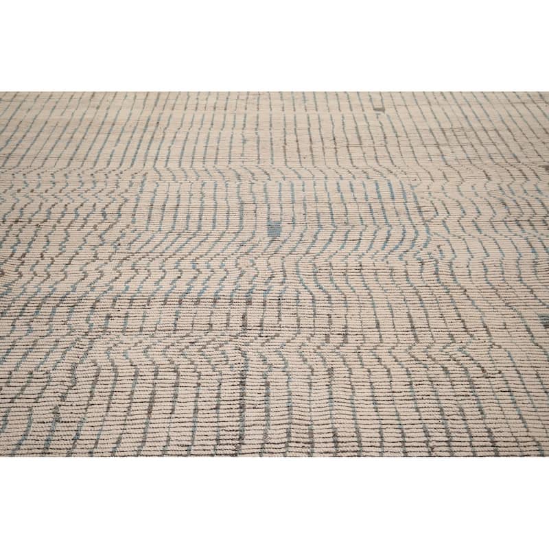 Earth Tone Striped Moroccan Large Area Rug Handmade Wool Carpet - 12'3" x 18'5"