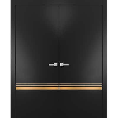 Solid French Double Doors 36 x 80 Planum 2010 Matte Black with