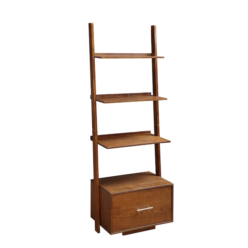 Convenience Concepts American Heritage Ladder Bookshelf with File Drawer