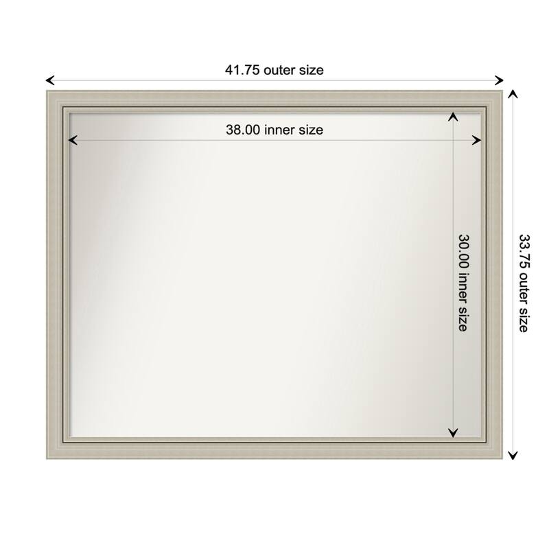 Romano Silver Narrow Framed Non-Beveled Custom Wall Mirror, Bathroom Vanity Mirror - Outer Size: 41.75 x 33.75