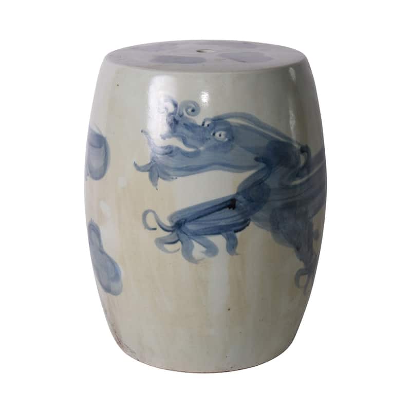 Blue And White Yuan Dragon Garden Stool