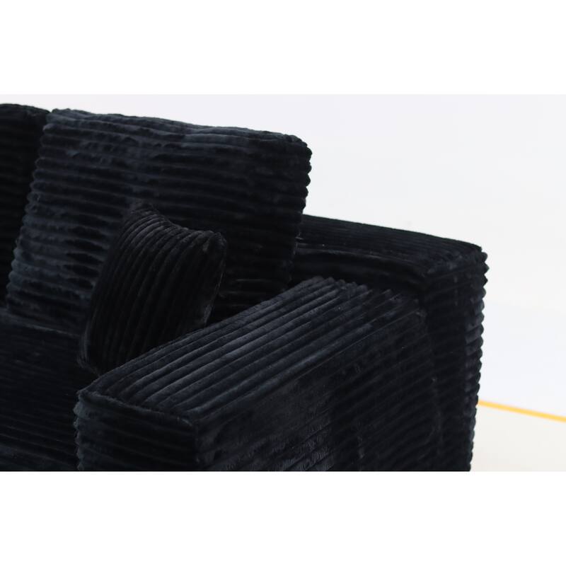 Modular Sectional Sofa with L-Shape Chaise Lounge, Corduroy Deep Seat Cloud Couch, Corner Upholstered Sofa with 2 Pillows