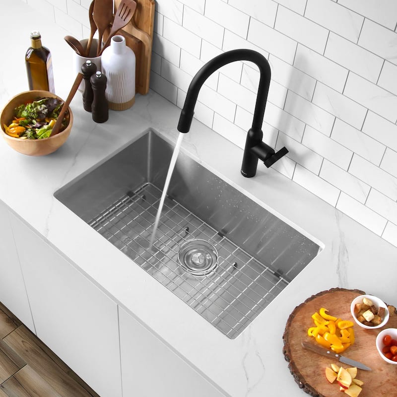 Dual Mount 28" Single-Bowl Stainless Steel Kitchen Sink S-306TG - 28" x 18" x 10" - Brushed Stainless Steel