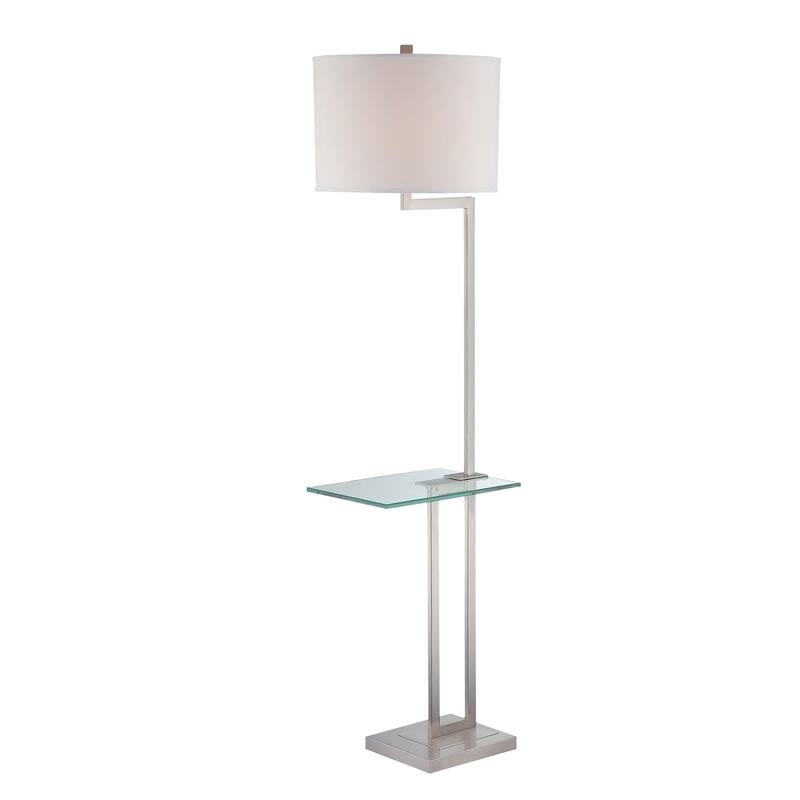 Lite Source Rudko 1-light Polished Steel Floor Lamp w/ Integrated Glass Table
