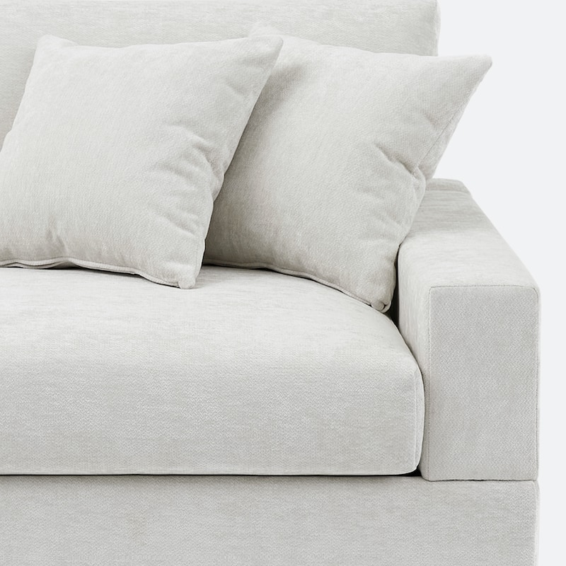 41" W Modern Chenille Corner Arm Accent Chair Sectional Module with Pillows