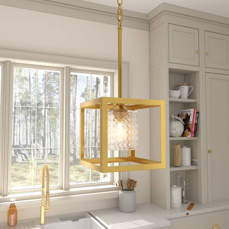 Moulins 1-light Modern Glam Crystal Geometric Kitchen Island Pendant Light - 8''