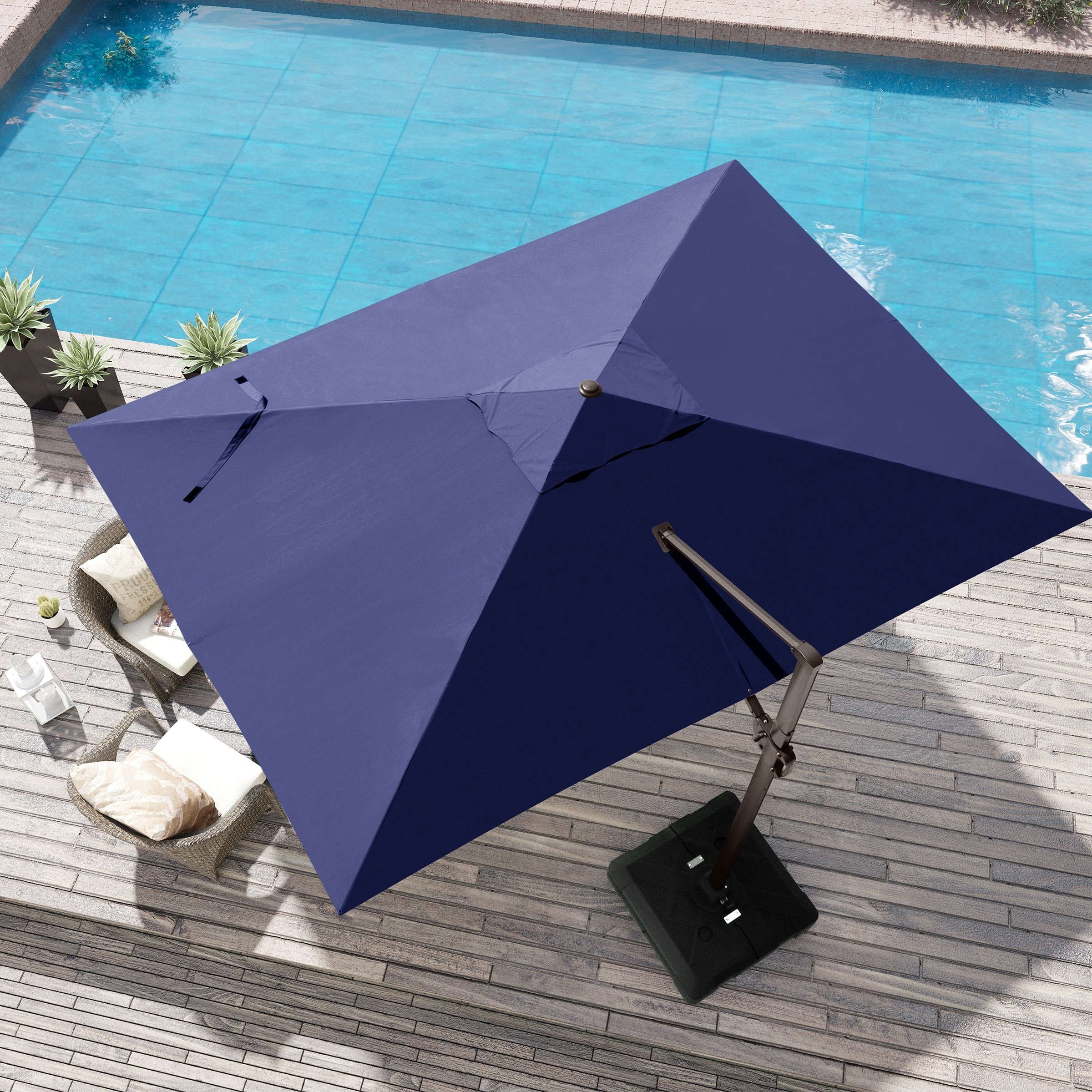 9 FT x 11.5 FT Outdoor Patio Cantilever-Offset Umbrella w/Base