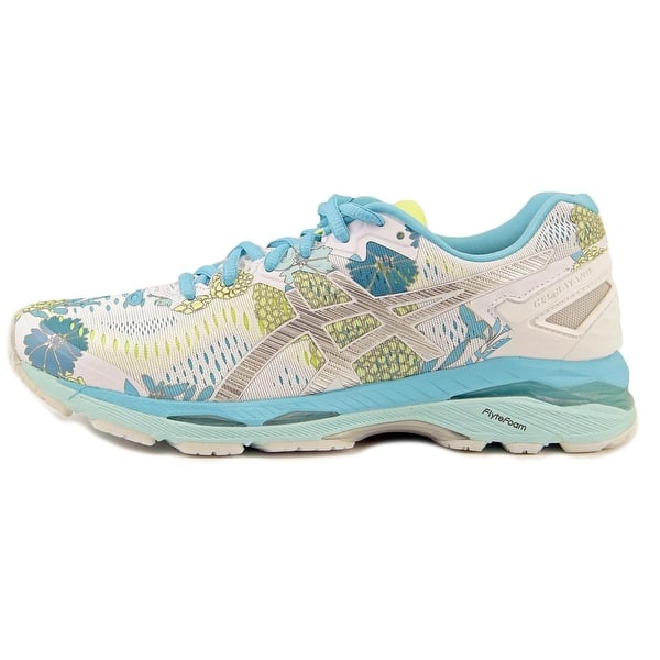 Shop Asics Gel Kayano 23 Women White Silver Aquarium Running Shoes Overstock