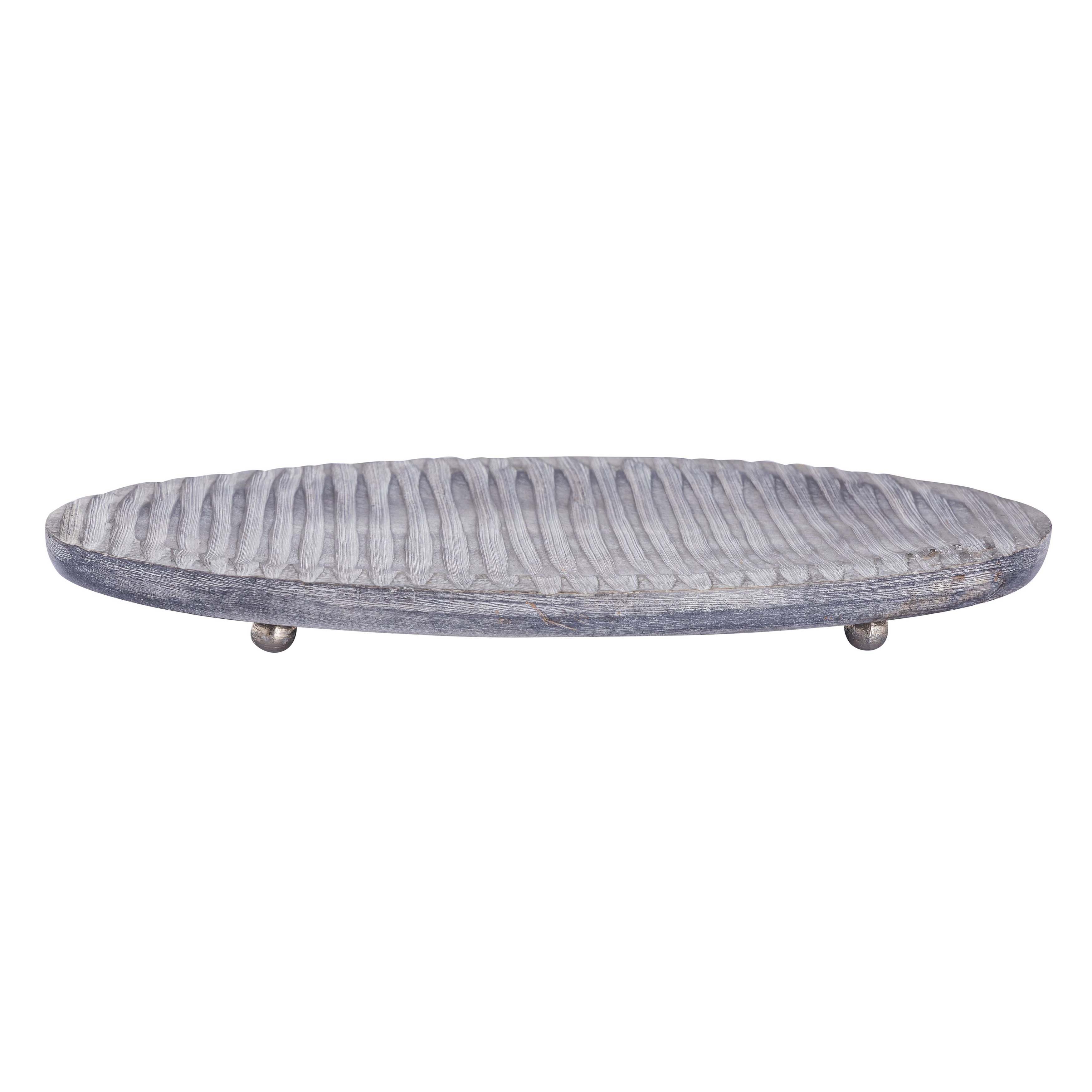 Elk Home Bennett Tray - Gray Wash - 13.75in W x 7in D x 1in H