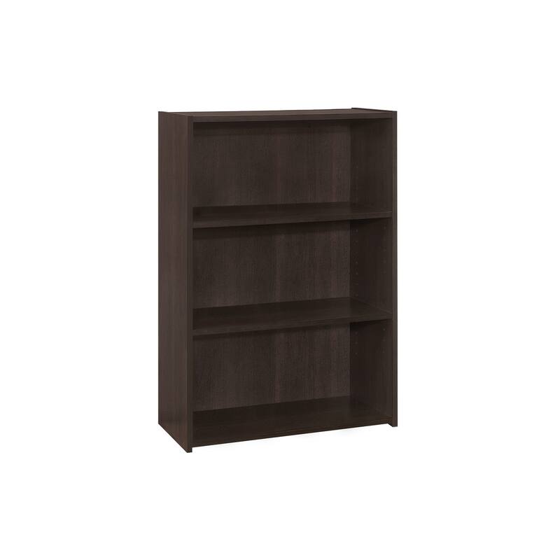 Transitional 4 Tier Bookshelf, 36"h Bookcase with 2 Adjustable Shelves and 1 Fixed Bottom Shelf for Living Room Office Bedroom - Espresso