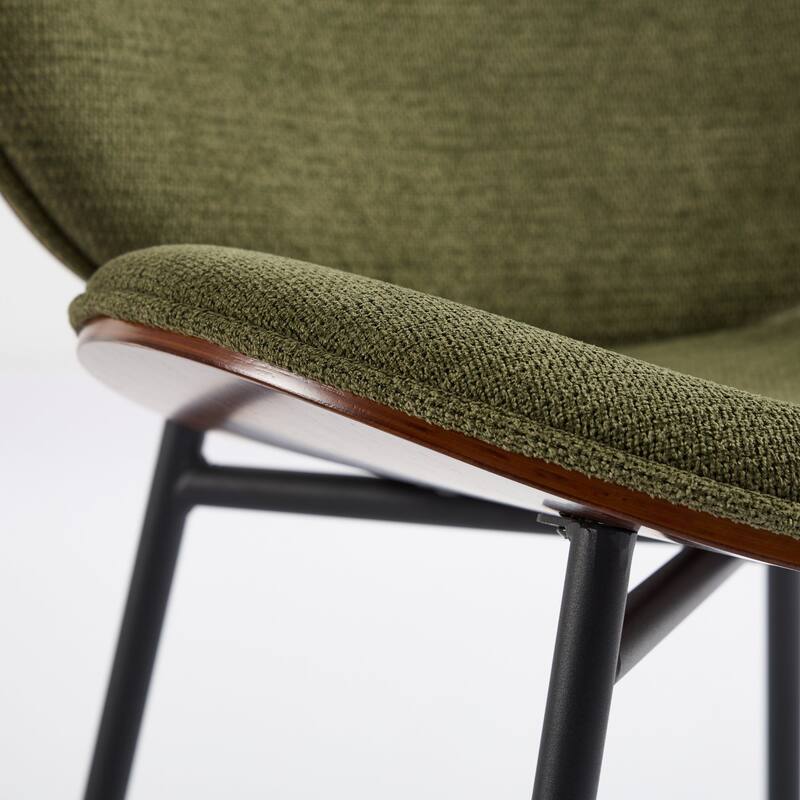 Mid-Century Modern Shell Chair Single Side Chair Tripod,Fabric Lounge Chair In Walnut Finish Comfortable Backrest