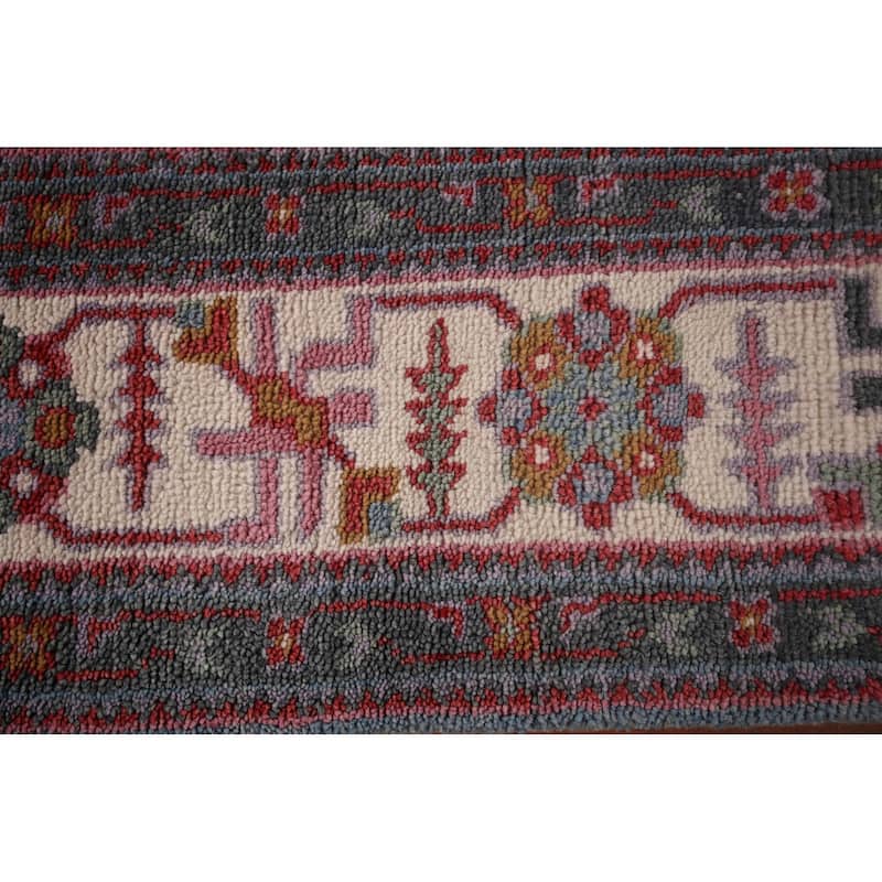Light Blue Oushak Indian Area Rug Handmade Wool Carpet - 8'2"x 9'11"