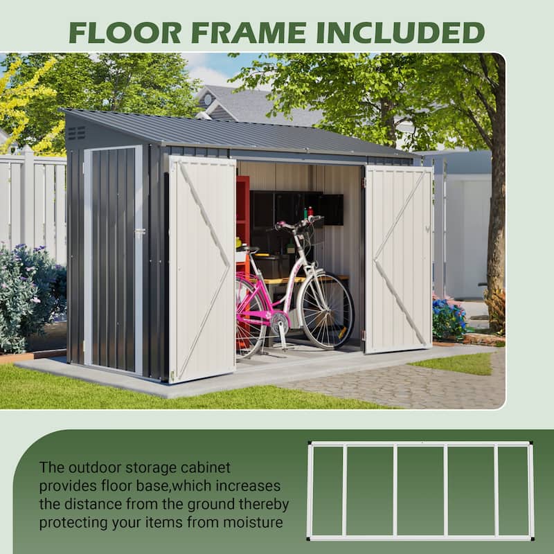 GDFStudio - Lucas All-Weather Outdoor Heavy Duty Metal Storage Shed with Robust Construction and Easy Assembly